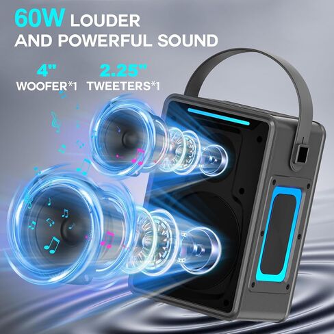 مكبرات صوت بلوتوث المحمولة 60W IPX6 مكبرات صوت لاسلكية مقاومة للماء مع باس عميق ، إقران TWS ، صوت استريو DSP ، ضوء LED ، صندوق الطفرة في الهواء الطلق كبير الصاخبة لشركة Home Party Camping in Kuwait