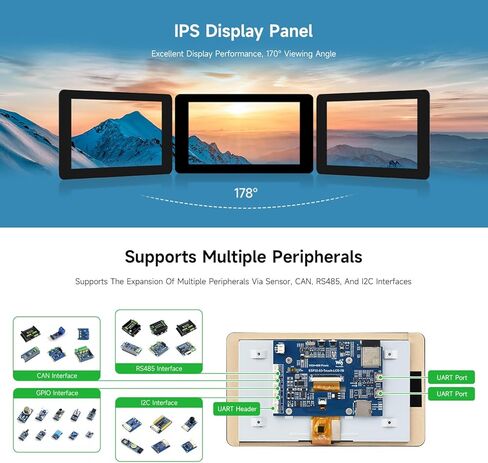 Waveshare ESP32-S3 7inch LCD Development Board, ESP32 with Display, 1024×600, 32-bit LX7 Dual-core Processor, 240MHz Frequency, WiFi & Bluetooth Support, Onboard Antenna, with Touch Function in Saudi Arabia