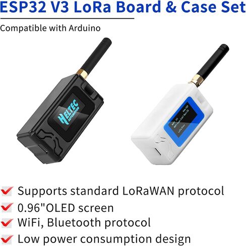 Heltec WiFi Lora 32 V3 لوحة تطوير مع حالة بلاستيكية 800 مللي أمبير في الساعة بطارية ESP32 S3 SX1262 Meshtastic Lorawan OLED Display Type-C USB IOT Node للتحكم الصناعي في المنزل الذكي (N30 أسود) in Kuwait