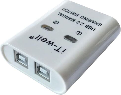 USB Printer Sharing Device 2-Port Manual Switch Converter Hub for Printer Scanner Plotter White 60x70x20mm- 60 x 70 x 20mm White in Saudi Arabia