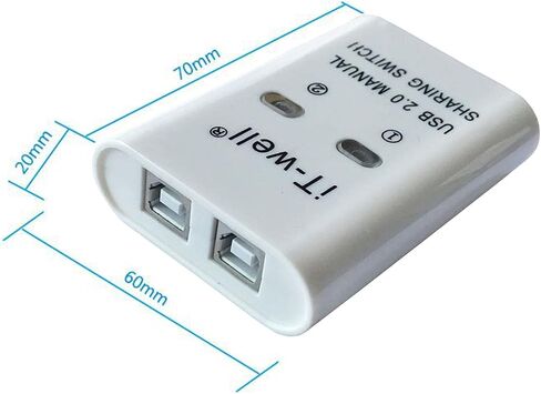 USB Printer Sharing Device 2-Port Manual Switch Converter Hub for Printer Scanner Plotter White 60x70x20mm- 60 x 70 x 20mm White in Saudi Arabia