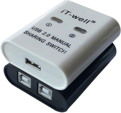 USB Printer Sharing Device 2-Port Manual Switch Converter Hub for Printer Scanner Plotter White 60x70x20mm- 60 x 70 x 20mm White in Saudi Arabia