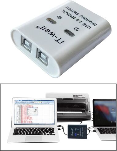 USB Printer Sharing Device 2-Port Manual Switch Converter Hub for Printer Scanner Plotter White 60x70x20mm- 60 x 70 x 20mm White in Saudi Arabia