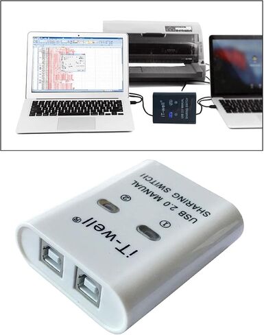 USB Printer Sharing Device 2-Port Manual Switch Converter Hub for Printer Scanner Plotter White 60x70x20mm- 60 x 70 x 20mm White in Saudi Arabia