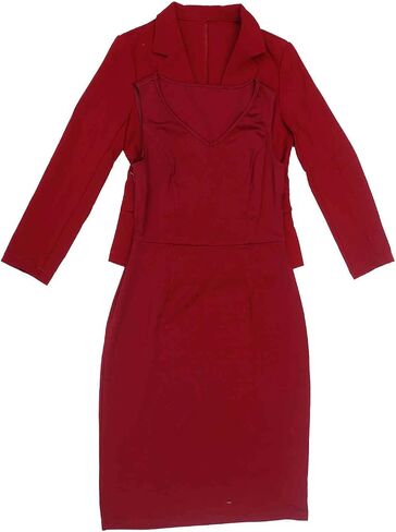 Allegra K Business Dress Suit Sets for Women's 2 Piece Outfit Work Office Notched Lapel Jacket Blazer Solid V Neck Dress in Saudi Arabia