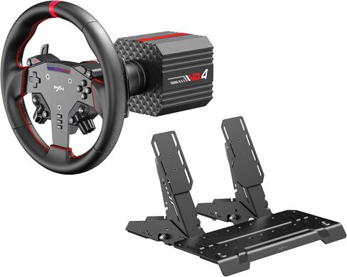 PXN VD4 ​​BUNDLE F Gaming Sim Racing Wheel Direct Drive Servo Motor Base 4NM Force Feedback 11 "Racing Wheel & Hall 2-Pedal PC Wheel Wheel Windows 7/8/10/11 in Saudi Arabia