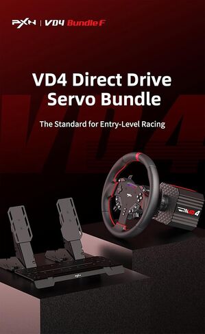 PXN VD4 ​​BUNDLE F Gaming Sim Racing Wheel Direct Drive Servo Motor Base 4NM Force Feedback 11 "Racing Wheel & Hall 2-Pedal PC Wheel Wheel Windows 7/8/10/11 in Saudi Arabia