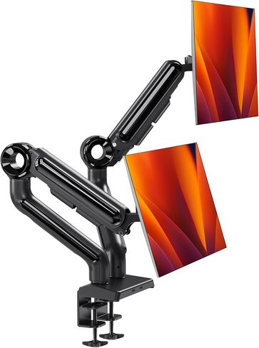 Dual Monitor Stand for 15-35 Inch Ultrawide Screen, Holds up to 26.4lbs, Dual Monitor Mount Full Motion Tilt, Swivel, Rotation, Dual Monitor Arm Gas Spring Height Adjustable, VESA 75/100mm in Kuwait