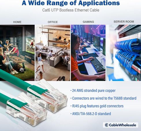 CableWholesale 1 Foot Cat6 Yellow Ethernet Patch Cable, Bootless, 24AWG Network Cable with RJ45 Gold Plated Connector, 4 Pair Stranded Bare Copper, Unshielded Twisted Pair (UTP) Internet Patch Cable in Saudi Arabia