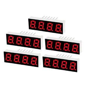 uxcell Common Cathode 12 Pin 4 Bit 7 Segment Display 1.26 x 0.39 x 0.23 Inch 0.3" Red LED Display Digital Tube 5 pcs
