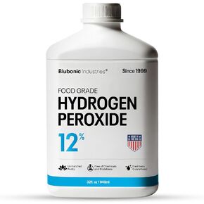 Blubonic 12% Hydrogen Peroxide, Food Grade - H2O2, Manufactured Within 30 Days for Uncompromised Potency and Freshness - 16 fl oz
