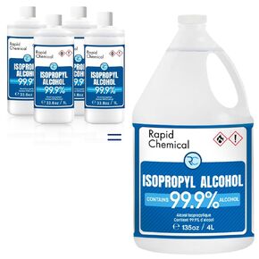 99% Isopropyl Alcohol - USP Grade - 1L x 4 Pack 99 Percent IPA Alcohol (1 Litre x 4 Pack / 33.8 FL Oz x 4/4 L / 1 Gallon)