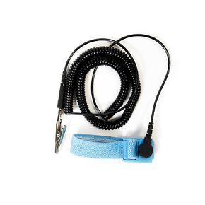 ESD Anti-Static Fabric Adjustable Wrist Strap with 12' Cord, 1 Megohm Resistor, 4 mm Snap, Blue