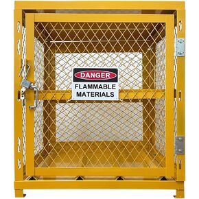 Safeguard Your Gas Cylinders in Style -4 Cylinder Capacity Gas Cylinder Storage Cabinet with Locking Doors, Heavy Duty Construction, Powder Coated Finish, Stainless Steel Frame