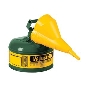 Justrite 7110110 1 جالون، علبة أمان حمراء من الفولاذ المجلفن من النوع الأول مع قمع