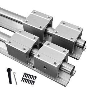 2Pcs SBR20-800mm Linear Slide Guide Rail with 4Pcs SBR20UU Bearing Block, Linear Sliding Guideway Length 31.5 inch(800mm) for Fully suppoeted Shaft Rod