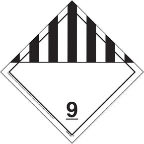Class 9 Miscellaneous Placard, Worded 25-pk. - 10.75"x10.75" Removable Self Adhesive Economy Vinyl for Short-Term Applications - J. J. Keller & Associates - Complies w/DOT Hazmat Placard Requirements