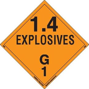 Labelmaster PSR75 Explosive Class 1.4 G Hazmat Placard, Removable Vinyl (Pack of 25)