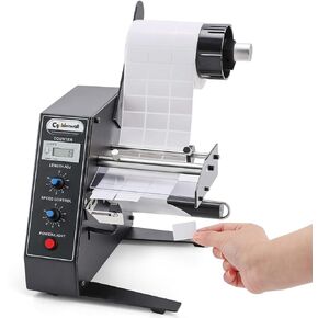 CGOLDENWALL Automatic Label Dispenser Roll Label Dispenser, Label Length 0.12-5.9" Width 0.16-5.5", with Photosensor Auto Counting 0-999999 Speed Adjustable 1-8m/min Max Roll Diameter 9.8"