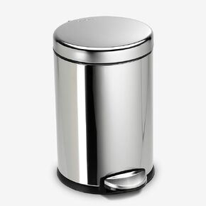 simplehuman 4.5 Liter Bathroom Trash Can, White Steel