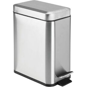 mDesign Small Modern 1.3 Gallon Rectangle Metal Lidded Step Trash Can, Compact Garbage Bin with Removable Liner Bucket and Handle for Bathroom, Kitchen, Craft Room, Office, Garage - Bronze in Kuwait