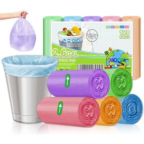 1.5 Gallon Trash Bags Small Bathroom Garbage Bags, Unscented Wastebasket Liners, Strong Kitchen Garbage Bags Colorful Bin Bags for Office, Bedroom,Living Room (5Liter, 120 Counts)