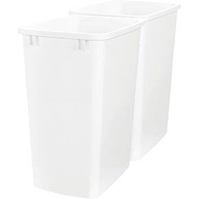 Rev-A-Shelf Polymer Replacement 35 Quart Trash Bin Recycle Waste Garbage Container for Kitchen Cabinet Pullouts, Black, 2 Pack, RV-35-18-2 in Kuwait