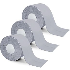 3 Rolls 10.5 Feet Caulk Tape Toilet Caulking Strip Self Adhesive Caulk Strip Bathroom Caulk Tape Sealing Strip Bathtub Tape Peel and Stick Caulk Strip, 1.5 Inches (Black)