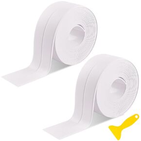 DREETINO Bath Sealant Strip,11ft Self Adhesive Caulk Strip Sealant Tape for Kitchen, Bathroom, Toilet, Wall Corner with Sealing Tool (1) (1PCS)