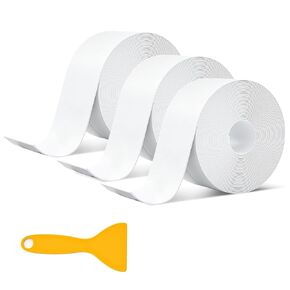 White Caulk Tape, 3 Rolls Caulk Strip Waterproof Self Adhesive, Caulking Sealing Tape for Kitchen Countertop, Sink, Bathroom, Toilet,Bathtub Floor Wall Edge Protector(1.5" x 10.5Ft) in Kuwait
