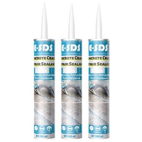 Concrete Crack Filler and Sealant Self-Leveling, Polyurethane Construction Crack Flexible Sealant Sealing Horizontal Cracks, Gray 10.5 fl. oz (3 Pack)