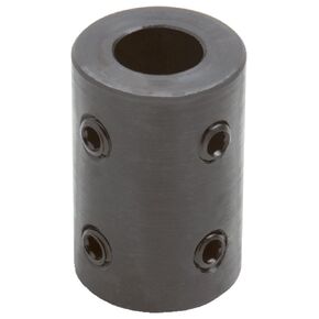 RC-050-4H@90 Black Oxide Plated Mild Steel Rigid Coupling, 1/2" Bore, 1" Outside Diameter, 1-1/2" Length, 1/4"-20 x 1/4" Set Screw
