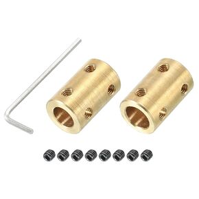 PATIKIL Shaft Coupler Connector L22 x D16 5mm to 10mm Bore Rigid Coupling Brass Shaft Joint w Screw,Wrench for 3D Printers Gold 2Pack