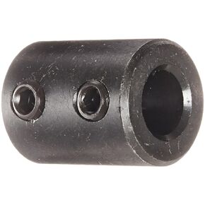 RC-037 Black Oxide Plated Mild Steel Rigid Coupling, 3/8" Bore, 3/4" Outside Diameter, 1" Length, 1/4"-20 x 3/16" Set Screw