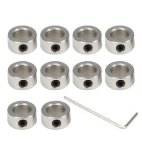 10 Pcs Lock Collar 10mm Shaft Lock Collar T10 Lead Screw Lock Ring for CNC Parts (10mm-Silver)