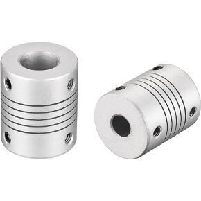 uxcell 8mm to 7mm Aluminum Alloy Shaft Coupling Flexible Coupler Motor Connector Joint L30xD25 Silver 2Pcs