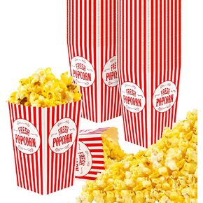 [25 Pack] Movie Theater Popcorn Boxes Disposable Red & White Striped - 46 oz Capacity - Vintage Snack Box Concession and Carnival Party Supplies, Individual Popcorn Bucket Containers in Saudi Arabia