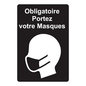 Face Mask Required Wall Sign, French