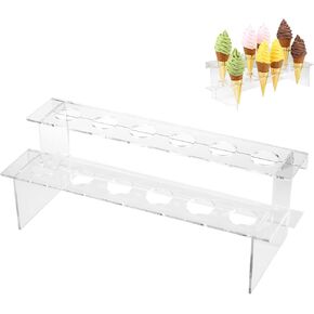 حامل مخروط الآيس كريم الشفاف، حامل آيس كريم أكريليك بطبقتين، حامل عرض مخروطي للطعام مع 12 فتحة، حامل عرض مخروط الوافل، حامل فشار سوشي لف اليد لتزيين حفلات أعياد الميلاد in Kuwait