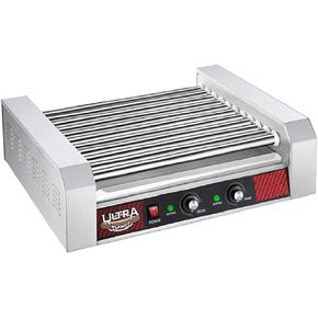 Great Northern Popcorn 11 Hot Dog Machine Countertop Roller with Dual Temperature Zones Makes Up to 30 Hotdogs, Brats, or Sausages