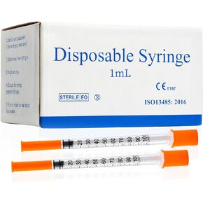 1ml/cc 31G Iusnliu Syringe 5/16" (8mm) Needle, Disposable Individual Package Pack of 100