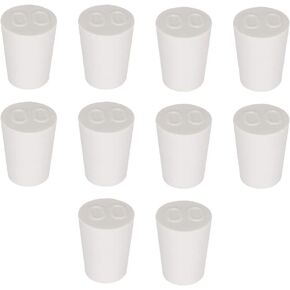 10PK 5# Solid Rubber Stoppers - Size: 0.87" Bottle, 1.14" Top, 1.10" Length - White Tapered Lab Seal Rubber Stoppers