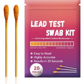 مجموعة مسحات اختبار الرصاص (10 قطع من مسحات اختبار الرصاص في كيس قابل للغلق) نتائج لمدة 20 ثانية باستخدام الماء فقط. شرائط اختبار الرصاص للدهانات والأطباق ولعب الأطفال والمعادن والسيراميك والخشب (LSB10) in Kuwait