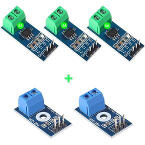 ACS712 Current Sensor Module 5A Hall Effect Current Sensor Modules,3pcs 5A Current Sensors+2pcs DC 0-25V Voltage Dividers for Arduino(5A,5) in Kuwait
