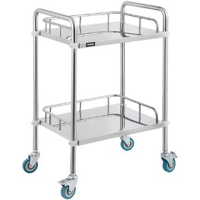 VEVOR Lab Rolling Cart 3 Shelves Shelf Stainless Steel Rolling Cart Catering Dental Utility Cart Commercial Wheel Dolly Restaurant Dinging Utility Services (23.4" x 15.6" x 33.2")