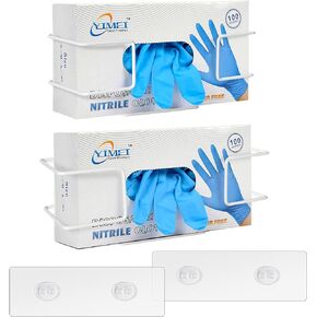 Glove Box Holder, Disposable Glove Dispenser Wall Mount, 2 Pack Metal Glove Dispenser Wire Rack Box for Organizer Rubber Latex Gloves Masks Facial Tissue Two Size (Large+Small)