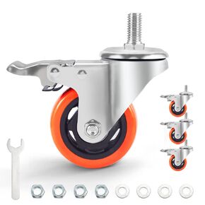 3 inch Casters 1 Inch Thread Stem Casters Heavy Duty Swivel Threaded Stem Caster Wheels with Screw Diameter 1/2''-13x1'' Length 1 Inch Thread Dual Locking Wheel with Brakes Pack of 4 (3 inch) in Kuwait
