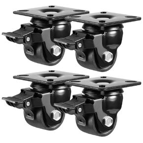 W B D WEIBIDA Plate Swivel Caster Wheels 3-inch Heavy Duty of 4400lbs, Low Gravity Center Design Black Caster Wheels with Brake, Durable & Quiet & Sturdy Nylon Wheels for Industrial, Set of 4