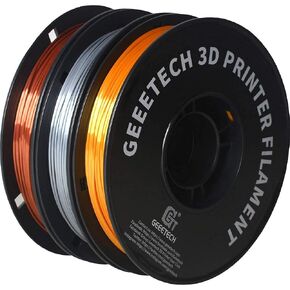 Geeetech Silk PLA Filament 1.75 مم للطابعة ثلاثية الأبعاد، مستهلكات لامعة تشبه المعدن 1 كجم (2.2 رطل) 1 بكرة، دقة الأبعاد +/- 0.03 مم، فضي معدني in Kuwait