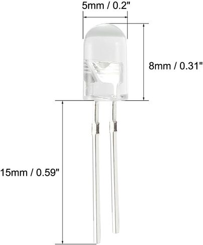 Uxcell 30 قطعة 5 مللي متر 940nm الأشعة تحت الحمراء باعث ديود تيار مستمر 1.5 فولت LED IR باعث ضوء الثنائيات الباعثة للضوء رأس مستدير واضح in Saudi Arabia